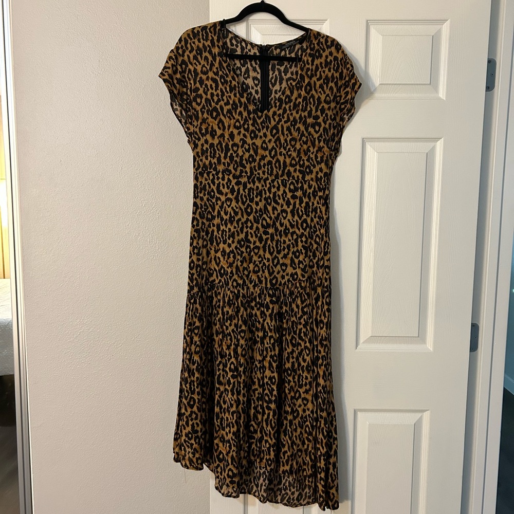 ZARA cheetah dress/brown and black/short sleeve
